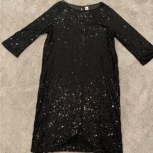 Smash + Tess black sequin shift dress size XL